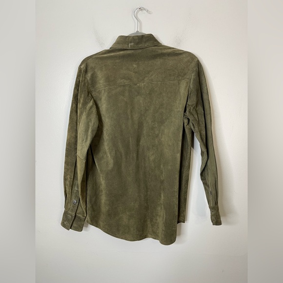 Valerie Stevens Green silky Suede Button down Shirt Jacker Collared Sz 4 - Picture 5 of 8